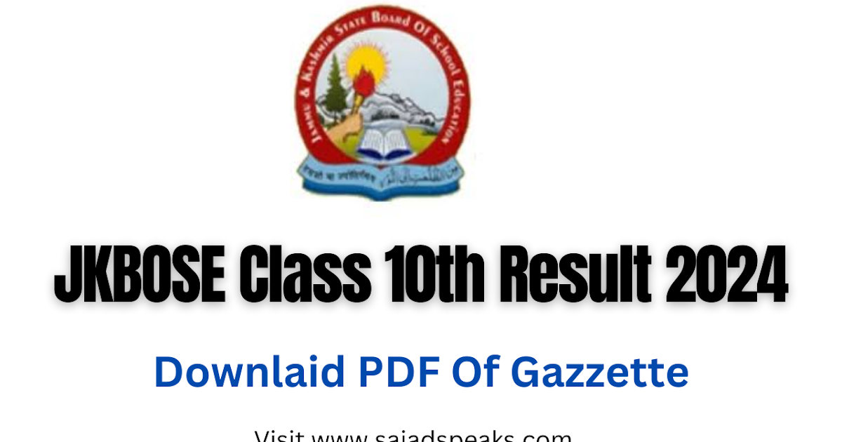 JKBOSE Class 10th Result Gazette PDF Click Here To Downlaod Sajad Speaks